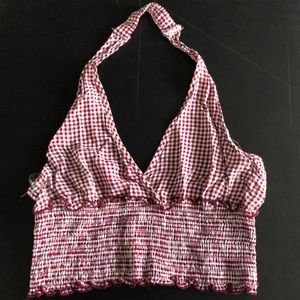 Plaid Maroon halter top
